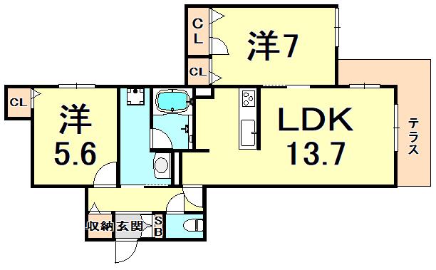 リラサーレ甲子園九番町(2LDK/1階)の間取り写真