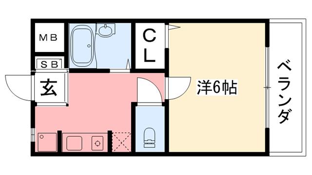 サニーハイム(1K/1階)の間取り写真