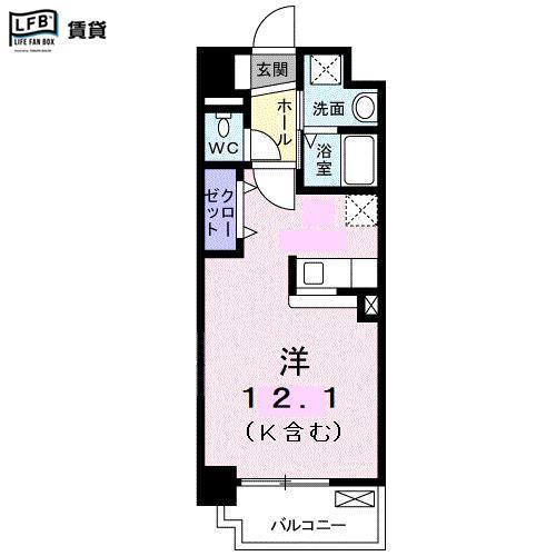 フォルトゥーナ タワラヤ(ワンルーム/1階)の間取り写真
