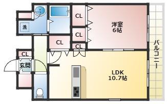 プレサンス三宮ルミネス(1LDK/12階)の間取り写真