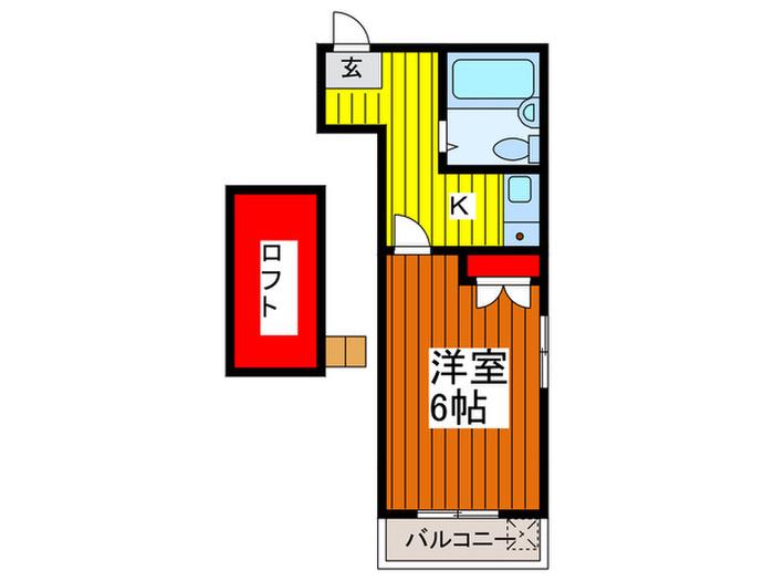 カルム泉町(1K/2階)の間取り写真