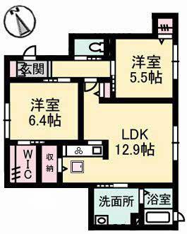 ブリーゼ・モールA棟(2LDK/1階)の間取り写真