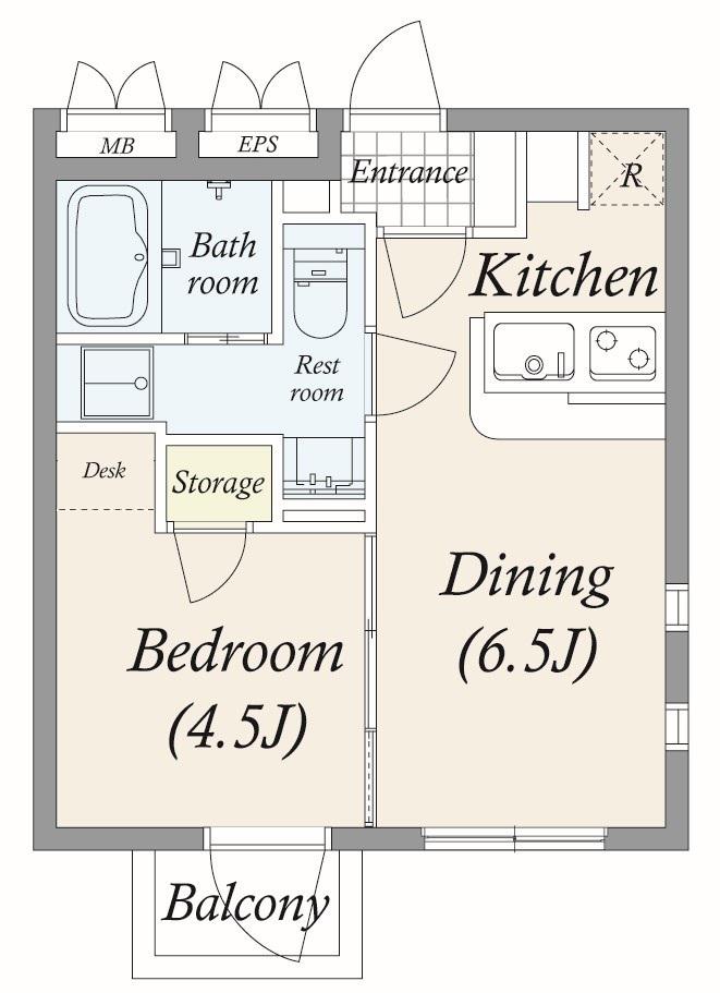 PASEO三軒茶屋II(1DK/1階)の間取り写真