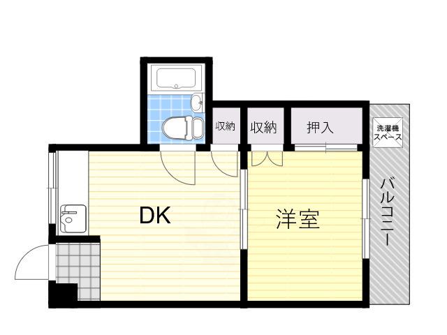 安岡マンション(1DK/2階)の間取り写真