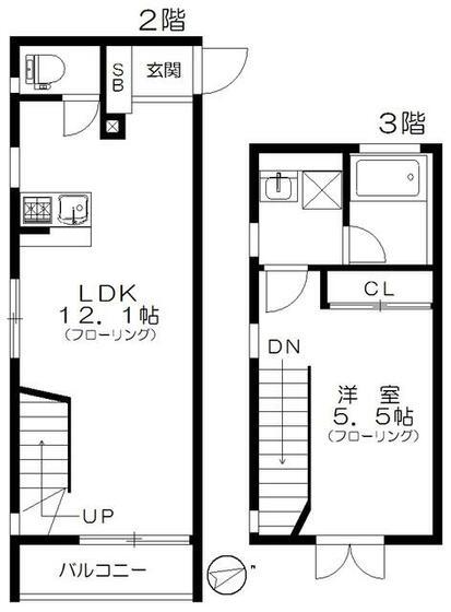 馬橋の杜 壱番館(1LDK/2階)の間取り写真