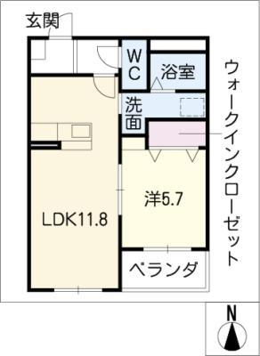 グランシャリオ(1LDK/1階)の間取り写真