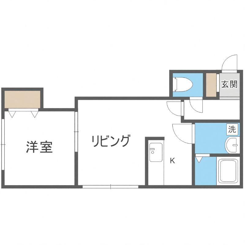 ブランノワールAMJ平岸(1LDK/3階)の間取り写真