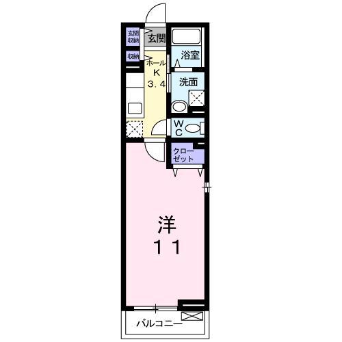 シャイン戸畑(1K/2階)の間取り写真