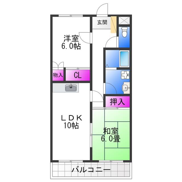 ローズガーデンCOMO(2LDK/4階)の間取り写真