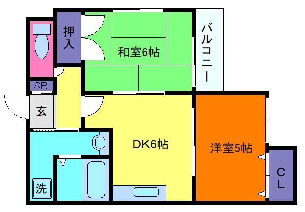 金栄ビル東館(2DK/3階)の間取り写真