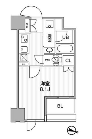 東神田テラスレジデンス(1K/12階)の間取り写真