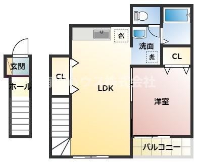 TJ水尻B(1LDK/2階)の間取り写真