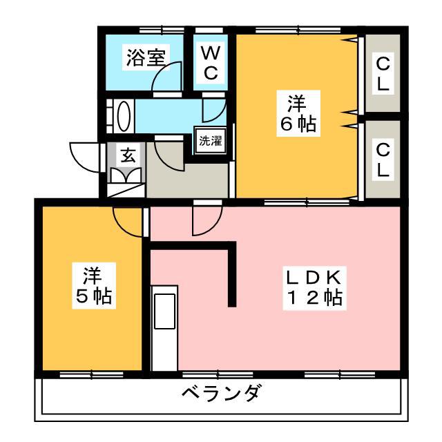 桃山コーポ(2LDK/3階)の間取り写真