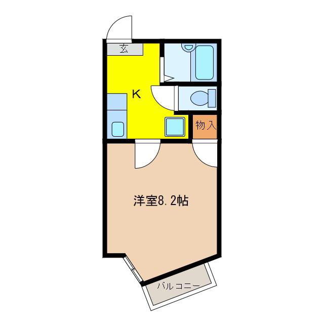 クオリティ桜B棟(1K/1階)の間取り写真