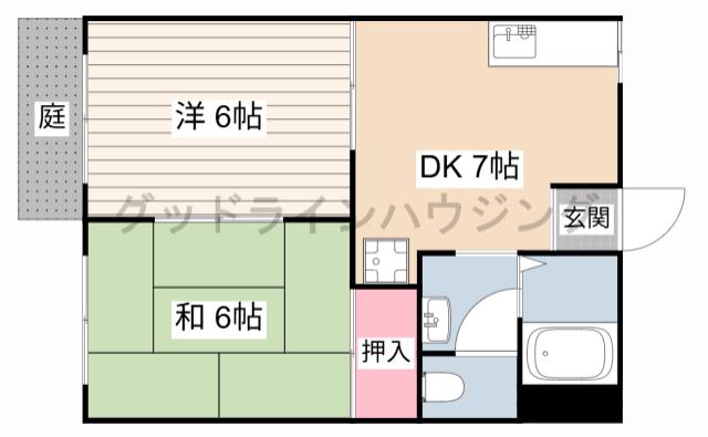 アクトハイツII・III(2DK/1階)の間取り写真