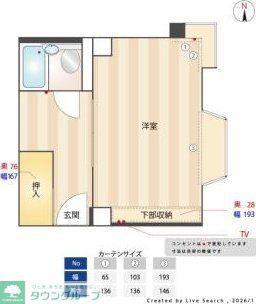 THE VALUE SHARED HOTEL TAKENOTSUKA(ワンルーム/1階)の間取り写真