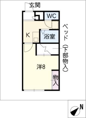 レオパレスつしま西(1K/1階)の間取り写真