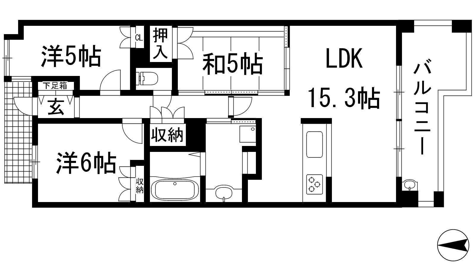 ローレルコート門戸厄神(3LDK/4階)の間取り写真