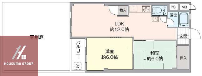 桃山台コーポラス(2LDK/1階)の間取り写真