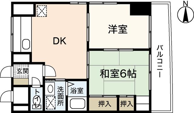 コンフォートNビル3(2LDK/9階)の間取り写真