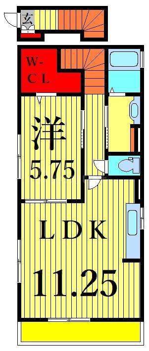 バンビーニ(1LDK/2階)の間取り写真