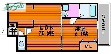 FLATS豊成(1LDK/2階)の間取り写真
