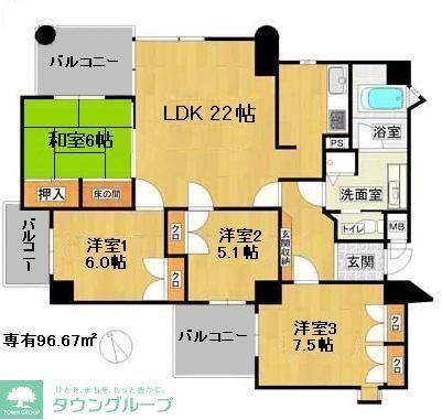 ベルメゾン昭代(4LDK/3階)の間取り写真