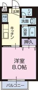 SURPLUS ONE 都美B(1K/1階)の間取り写真