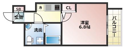 ラシュレエグゼ天王寺(1K/7階)の間取り写真