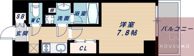 THE MUTUAL江坂(1K/6階)の間取り写真