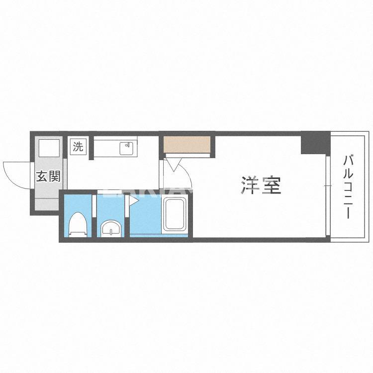 グランカーサ都島(1K/2階)の間取り写真