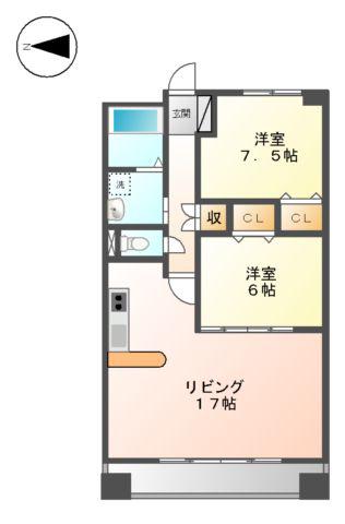 グランアベニュー名駅南(2LDK/8階)の間取り写真