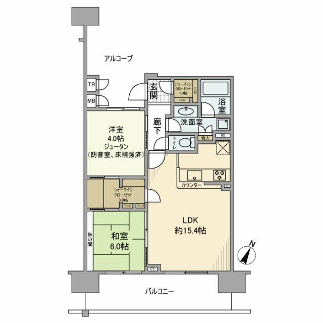 サングランデアルフィーヌB棟(2LDK/3階)の間取り写真