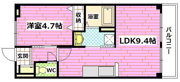 AMBITIOUS高志(1LDK/3階)の間取り写真
