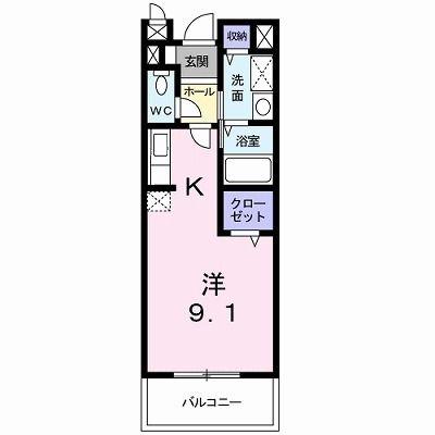 ヴィエント(1K/2階)の間取り写真