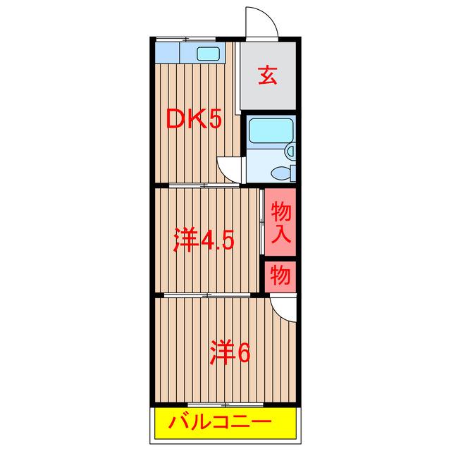 ウエストナラシノ(2DK/2階)の間取り写真