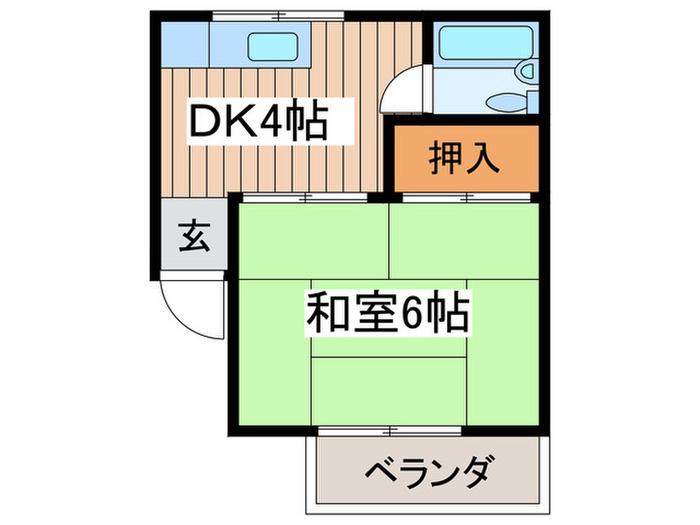 第6南コーポ(1DK/1階)の間取り写真