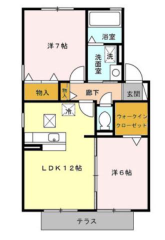 フルール(2LDK/1階)の間取り写真