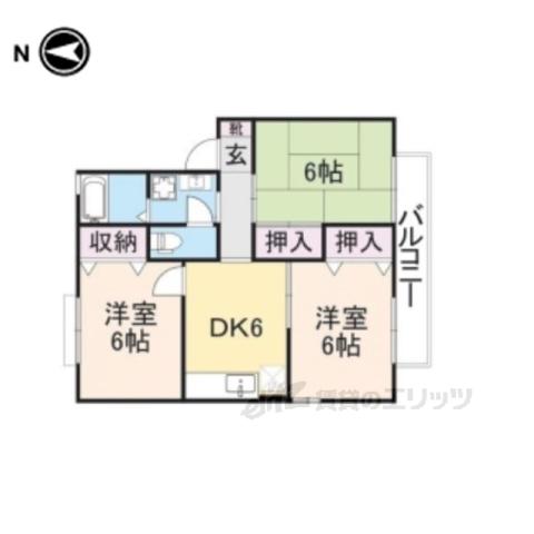 クレセール八木(3DK/1階)の間取り写真
