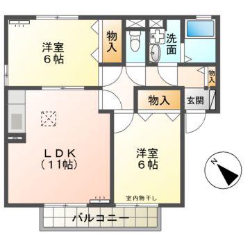 コトーソレイユ(2LDK/1階)の間取り写真