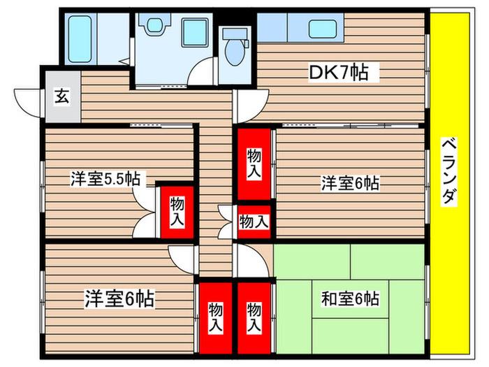 カサ東田面(4DK/1階)の間取り写真