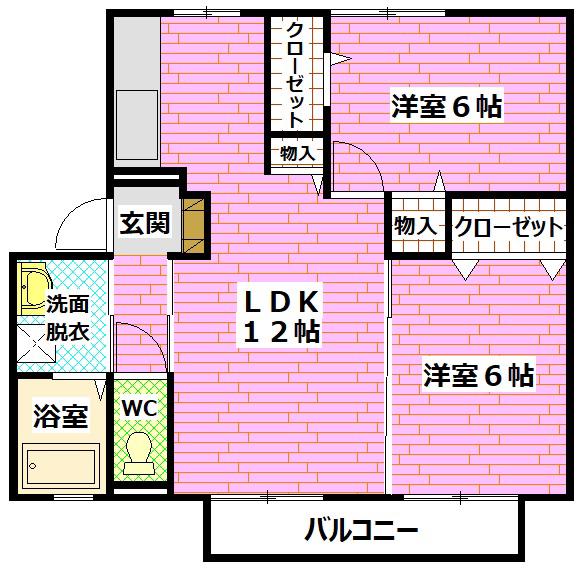 アドラーブル(2LDK/2階)の間取り写真