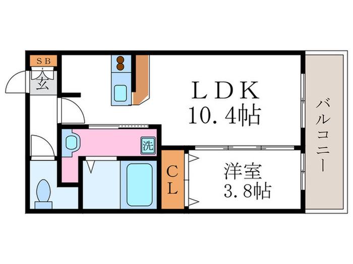 ハピネスクエア桂(1LDK/2階)の間取り写真