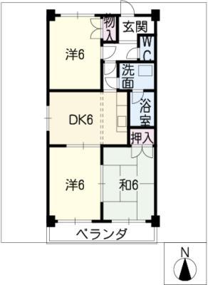 クレールナガタ(3DK/4階)の間取り写真