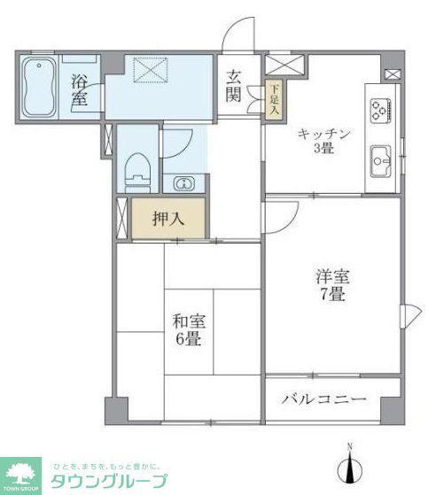 マノワール武蔵野(2K/4階)の間取り写真