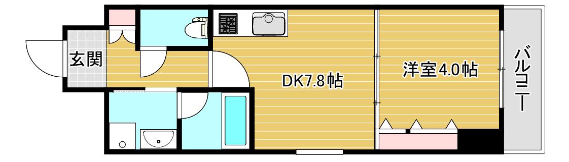 南堀江プライマリーワン(1LDK/3階)の間取り写真