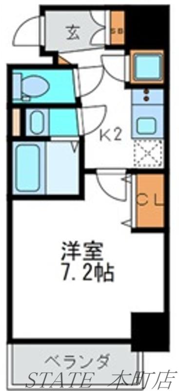 GRAND―K靭公園(1K/6階)の間取り写真
