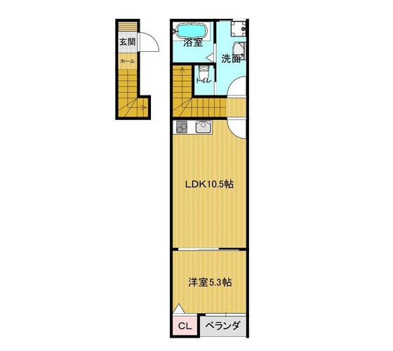 HIGARIA(1LDK/2階)の間取り写真
