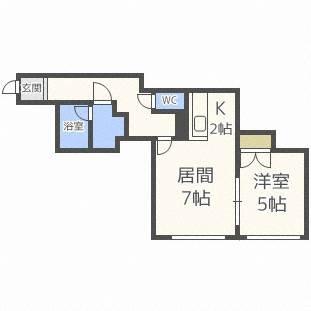 カルムプラッツ北円山(1LDK/2階)の間取り写真