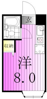 西新井ハイツ(ワンルーム/2階)の間取り写真